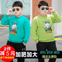 Fat childrens clothes boy autumn T - shirt weight plus large code loose sports suit in the big childrens topper 9