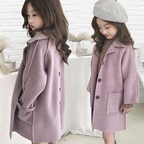 Girls autumn and winter 2021 new bifacial cashmere wool Korean version CUHK Tong jacket Spring and autumn in the long section of the big clothes