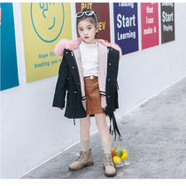 Girl Pie Overcomes Coat Winter Dress Plus Suede Medium Long autumn winter thick cotton padded jacket Imitation Leather Grass Liner Detachable Thick Cotton Clothing