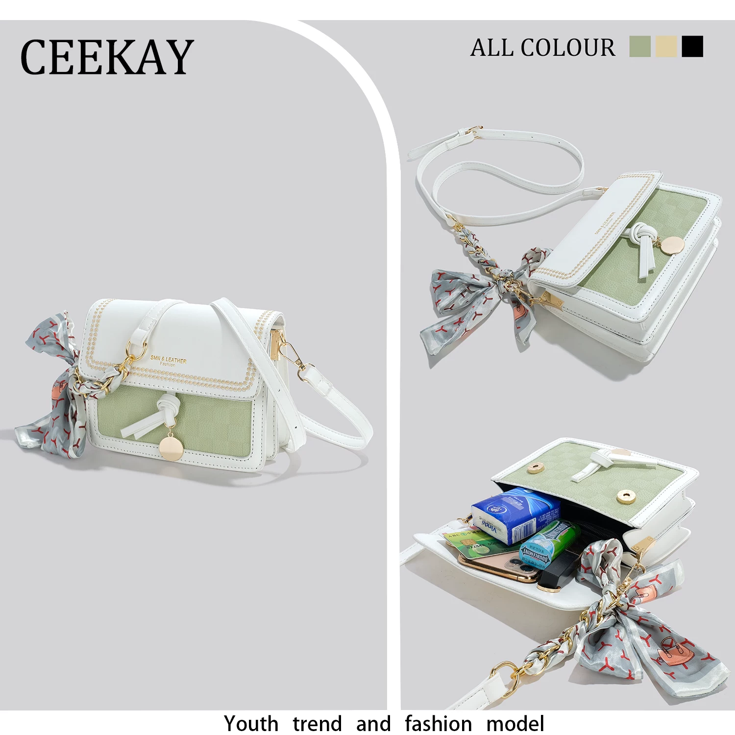Ceekay, small design cream small bag, shoulder bag