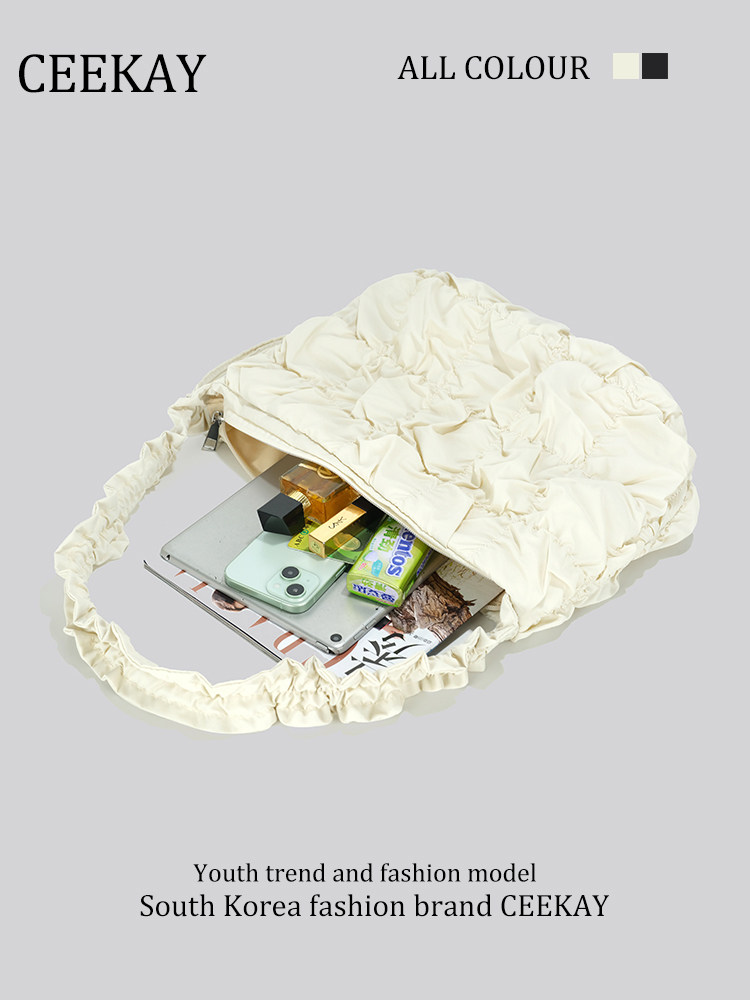 Ceekay Original Authentic Seaside Vacation Tote Underarm Bag Cloud Bag Women's New Pleated Lightweight Bubble Bag