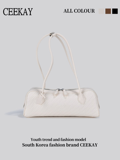 Ceekay Original Design Woven Texture Baguette Bag for Women 2026 Summer New Niche Korean Style Single Shoulder Underarm Bag