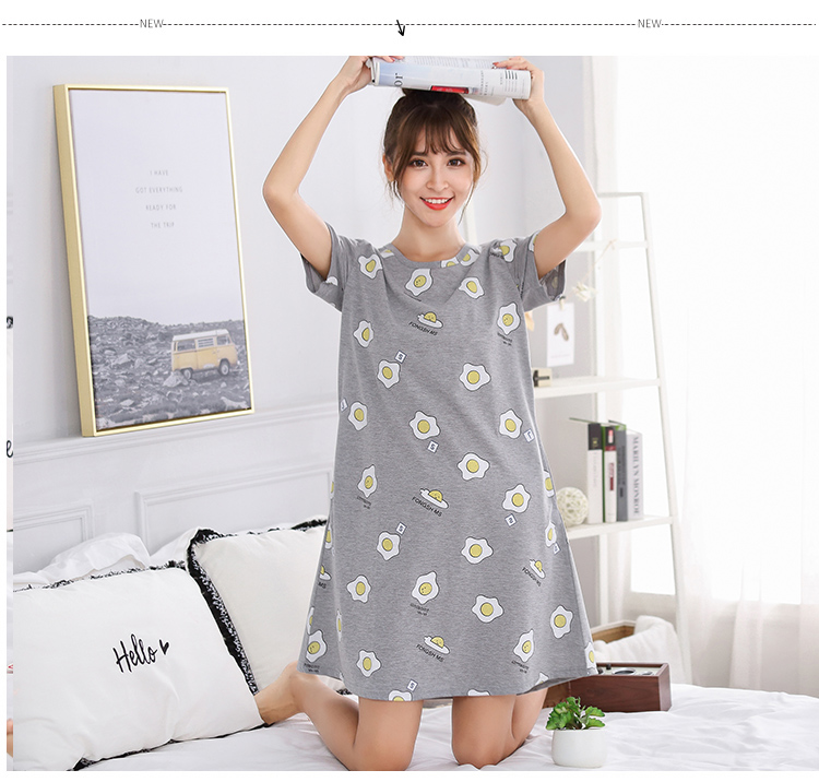 Phân bón đặc biệt XL đồ ngủ nữ mùa hè cotton ngắn tay lỏng Hàn Quốc phiên bản của nightdress chất béo mm200 kg ăn mặc