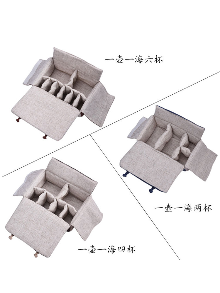 Tea set storage bag Handmade linen bag Chinese storage bag Teacup Teapot package bag Portable portable cloth bag