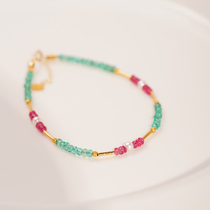 FS Jewelry 18K gold spinel emerald bracelet