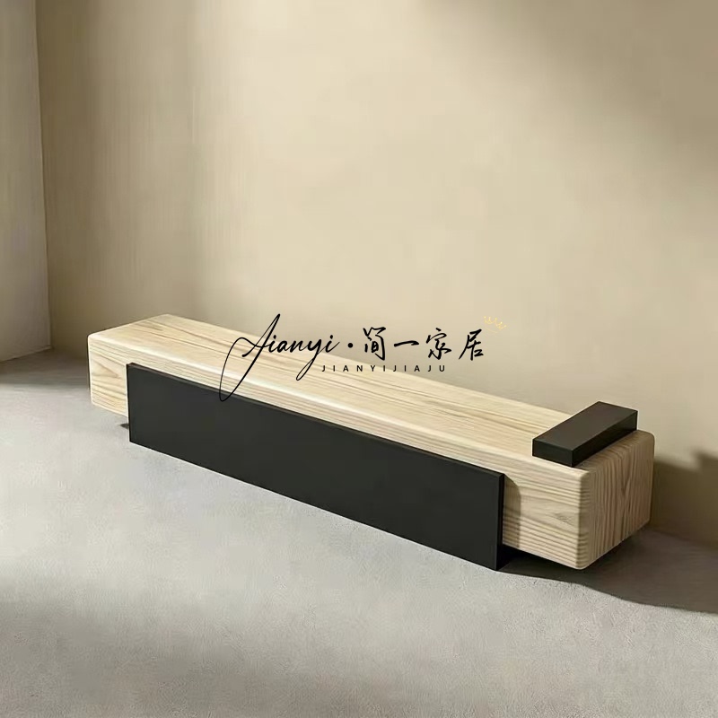 Modern Minimalist Wooden Bench, Shopping Mall Library Rest Bench, Club Exhibition Hall Mezzanine Leisure Bench