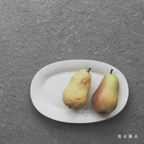 Liangyuan still product Japanese Nordic style plain white ceramic Western plate Oval shallow plate