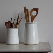 Japanese-style white enamel flower arrangement bottle Spoon fork Chopstick tube Nordic style coffee bottle Milk jar storage bucket