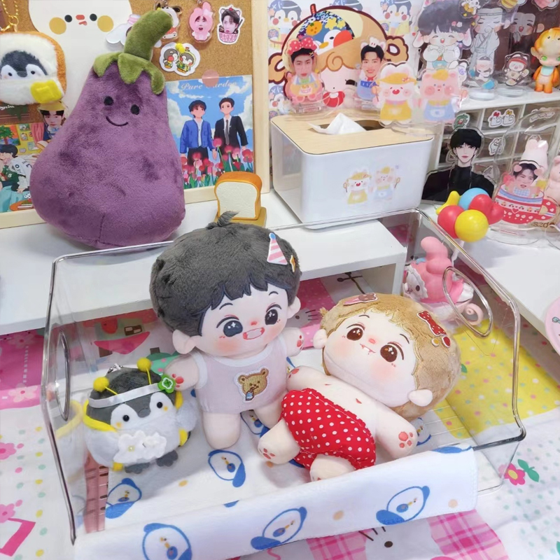 Cotton doll storage artifact bed transparent plush toy finishing basket plastic box rectangular doll locker