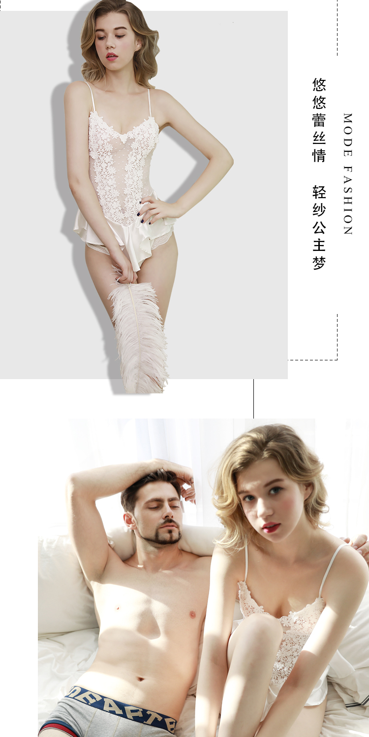 Đồ ngủ gợi cảm backless phụ nữ mùa hè băng lụa ren sling trong suốt cám dỗ váy ngủ gợi cảm vải tuyn tán tỉnh đồ lót