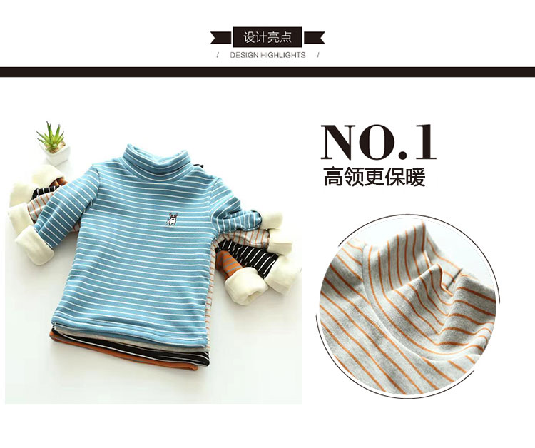 Áo phông bé trai châu Âu và Mỹ dành cho bé trai áo phông cotton 2018 xuân hè thu đông cho bé gái tay dài sọc sọc cộng với la bàn nhung áo thun dài tay bé trai