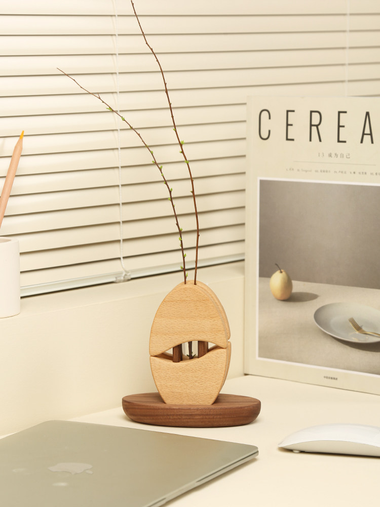 Carpenter wood home solid wood wooden creative simple Nordic ins living room desktop decoration hydroponic plant flower arrangement