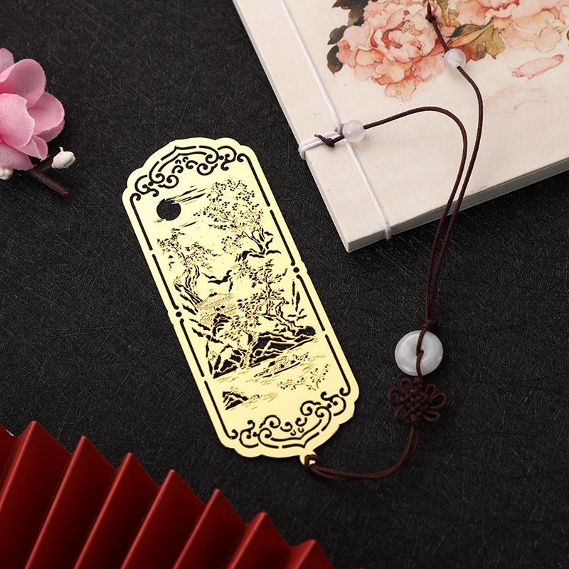 (Ancient Landscape) Metal Bookmarks Classical Chinese Style Creative Students Customized Antique Gifts with Gifts