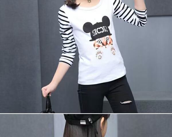 Áo mới xuân hè 2018 bé gái áo bé gái nước ngoài cotton bé gái t dài tay áo sơ mi thân dài áo thun áo ba lỗ bé gái 