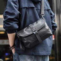 First-layer cowhide single-shoulder cross-body messenger bag for men genuine leather business casual commuting multi-functional large-capacity clutch bag