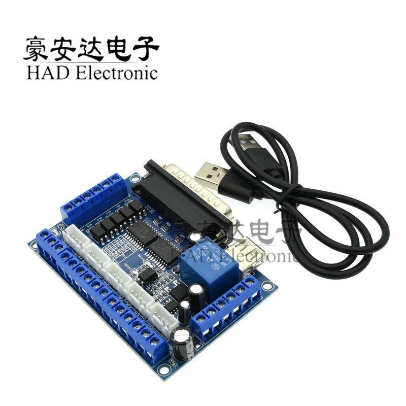 MACH3 雕刻机接口板 5轴步进马达驱动器 cnc 接口板 带光耦隔离