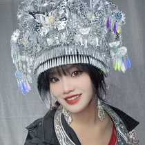 New ethnic minority Miao silver hat Guizhou Guangxi Yunnan Miao characteristic hat ethnic headwear jewelry