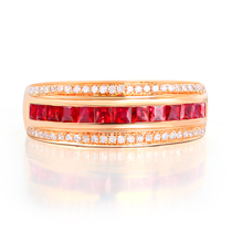 Yilu jewelry natural ruby ring female 18K rose gold inlaid Diamond row ring color treasure Lady ring