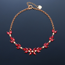 Yilu jewelry wheat flower series Natural ruby bracelet female 18K rose gold inlaid diamond treasure spot