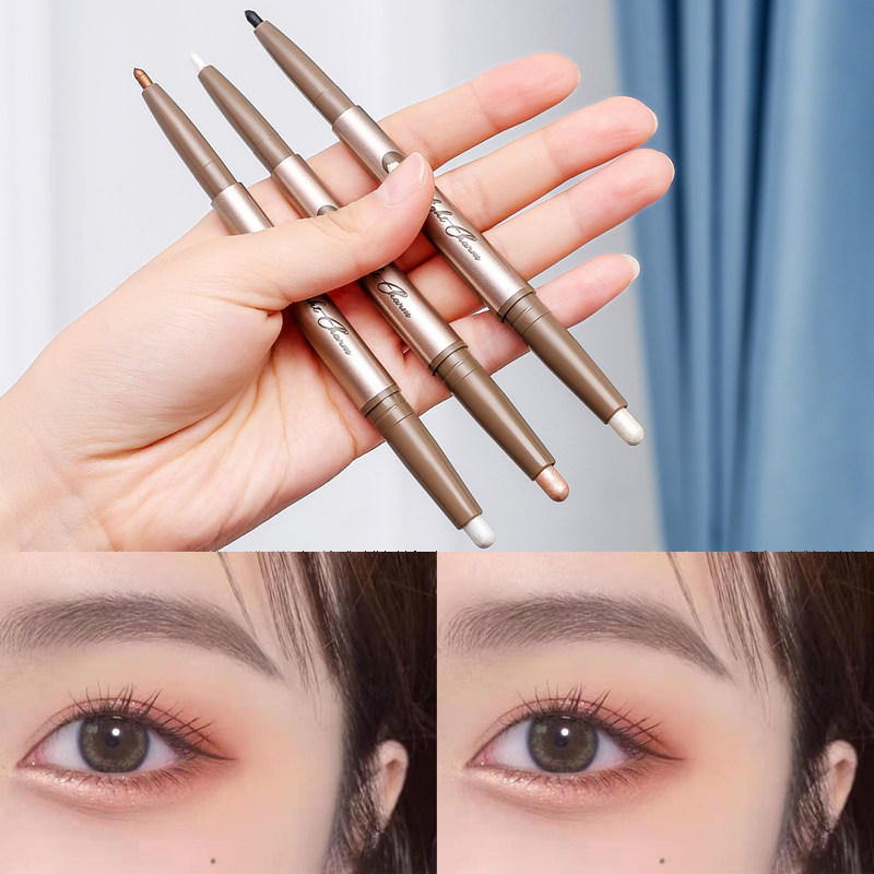 Sericulture sketching pen female highlight bright eyelid lower to double head Pearlescent Shadow Pen Waterproof not to Dye Cicadas