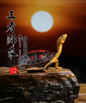 Gold-headed closed-shell turtle model simulation fortune mascot pet ornament pet toy turtle model crawling pet model