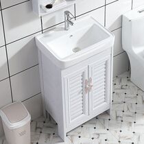 Wash basin floor type single basin ceramic washbasin countertop integrated Cabinet balcony toilet washbasin