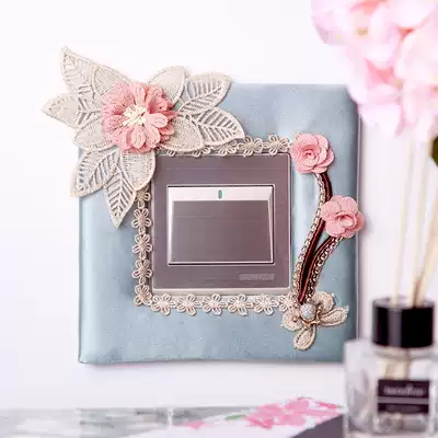 European fabric switch cover three-dimensional creative socket wall sticker protective cover room pastoral style decoration personality switch stickers