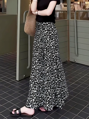 Летняя модная длинная юбка, свободный крой, в цветочек, А-силуэт