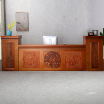 Solid Wood hotel bar cashier wine cabinet integrated Chinese corner counter Hotel Hotel front table restaurant back cabinet