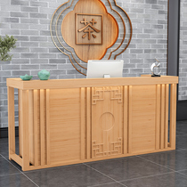 Solid Wood retro ear shop front desk simple modern reception desk counter hotel tea restaurant Chinese bar cashier counter