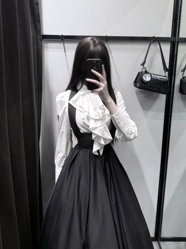 【Black Iris Sistina】Saliva-Drip Shirt + Skirt Set 2025 Spring/Summer Gothic Style New Two-Piece Set