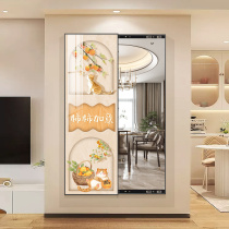 New Chinese style entrance hall mirror painting entrance door facing the wall decorative painting corridor aisle hidden push-pull dressing mirror