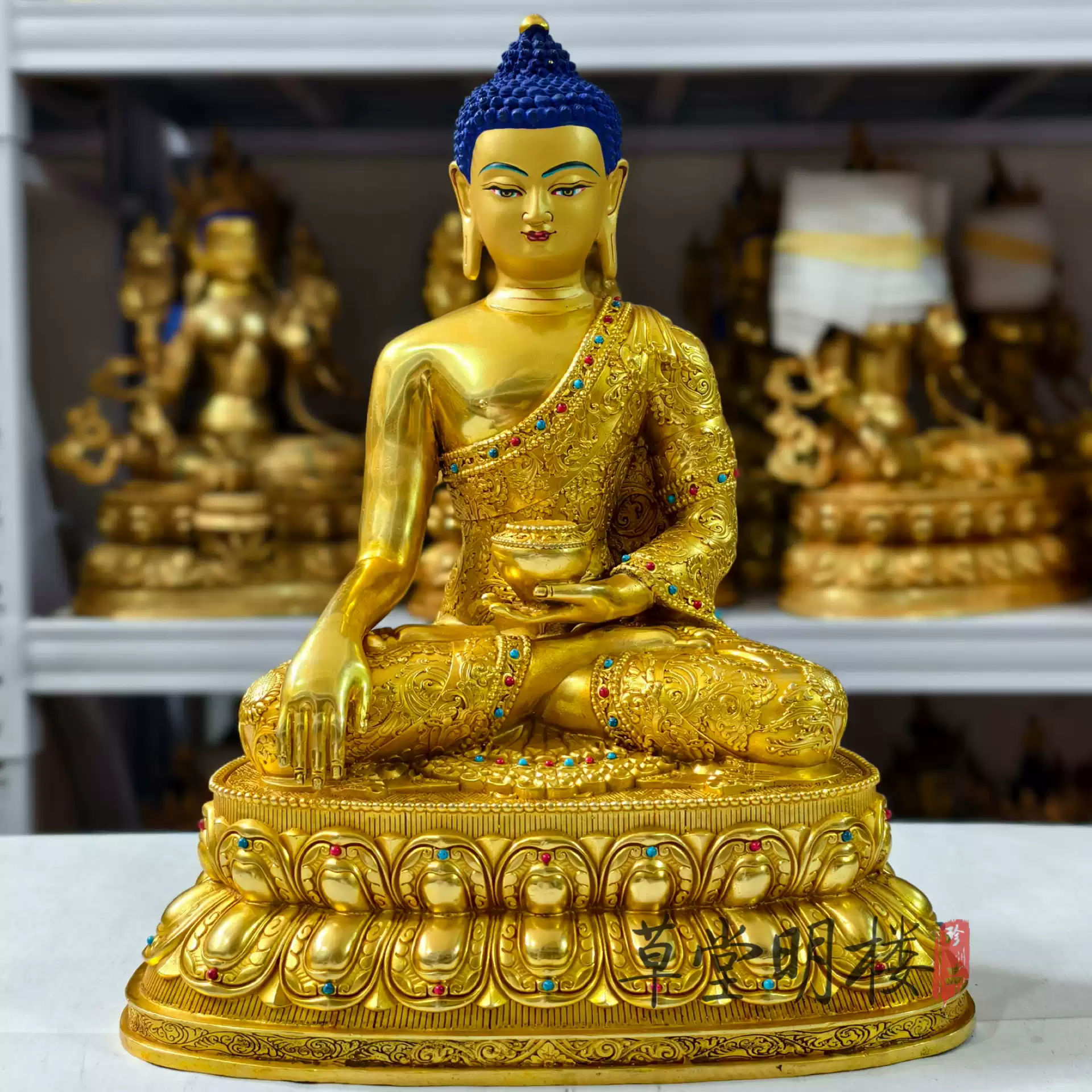 珍品 銅製鎏金仏像〈释迦牟尼仏〉高さ23cm 珍品 銅製鎏金仏像〈释迦牟