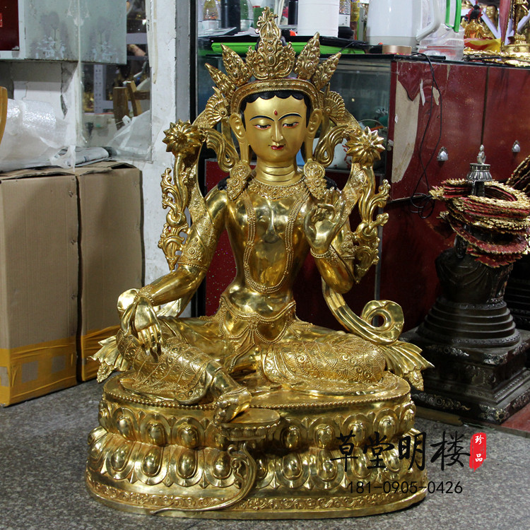 One meter high pure copper green degree mother full of gold Seiko Buddhist statues temples Buddhist temples Buddha's Buddha can be housed in a collection