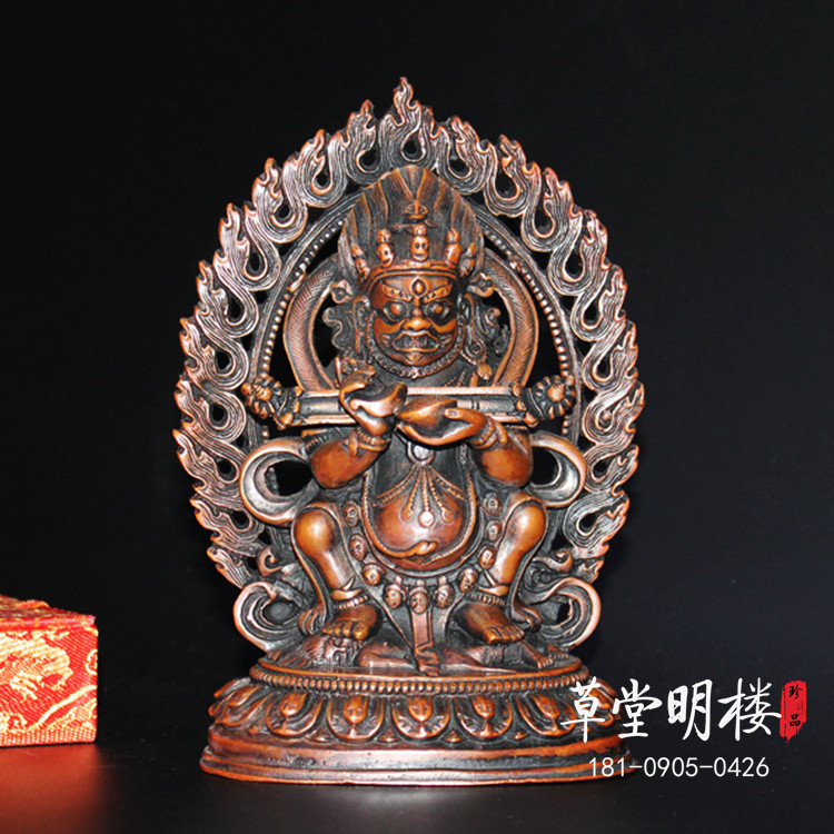 Ancient Tibetan Big Dark Dark Protection of Pure Bronze Red List of Mahagala Boutique Buddha statue