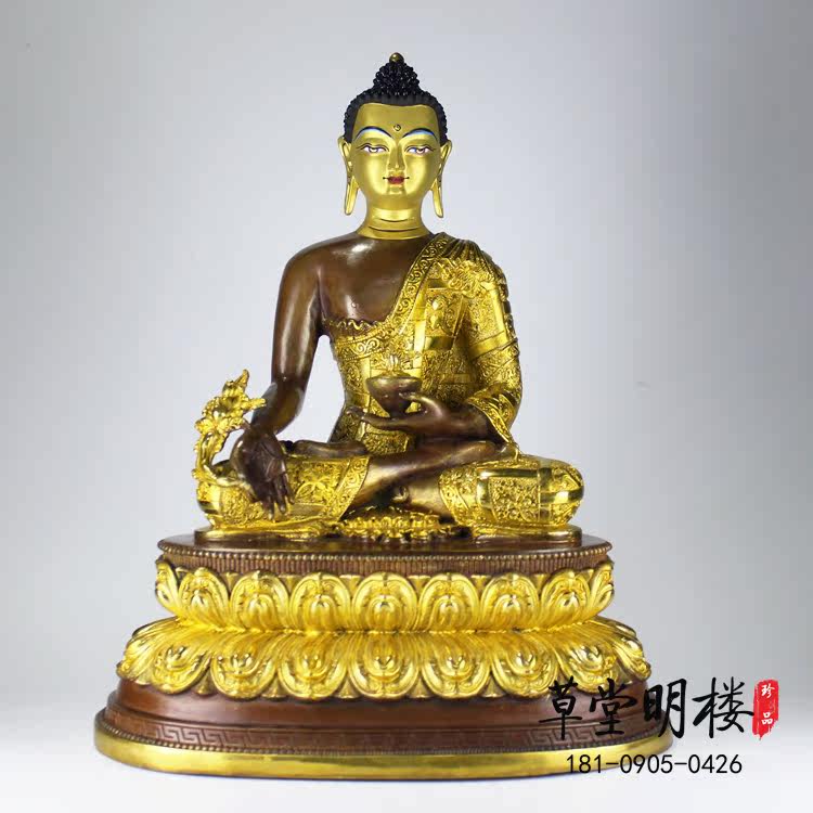 Tibetan medicine teacher's glazed light such as pure copper Miseong pharmacist Buddha statue Buddha statue of the Buddha statue of a high medicine teacher such as