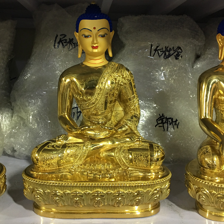 Tibetan Buddhism Amitabu Buddhist Buddha Myitong pure bronze and gold Seiko Bronze Statue of the 7-inch One ruler of the Worship Mercy