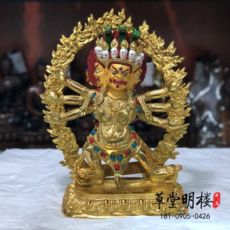 Mizong pure bronze horse head King Kong Buddha hidden from horse head Ming Wang One ruler of fine work and gold Buddha can be contained in Tibetan