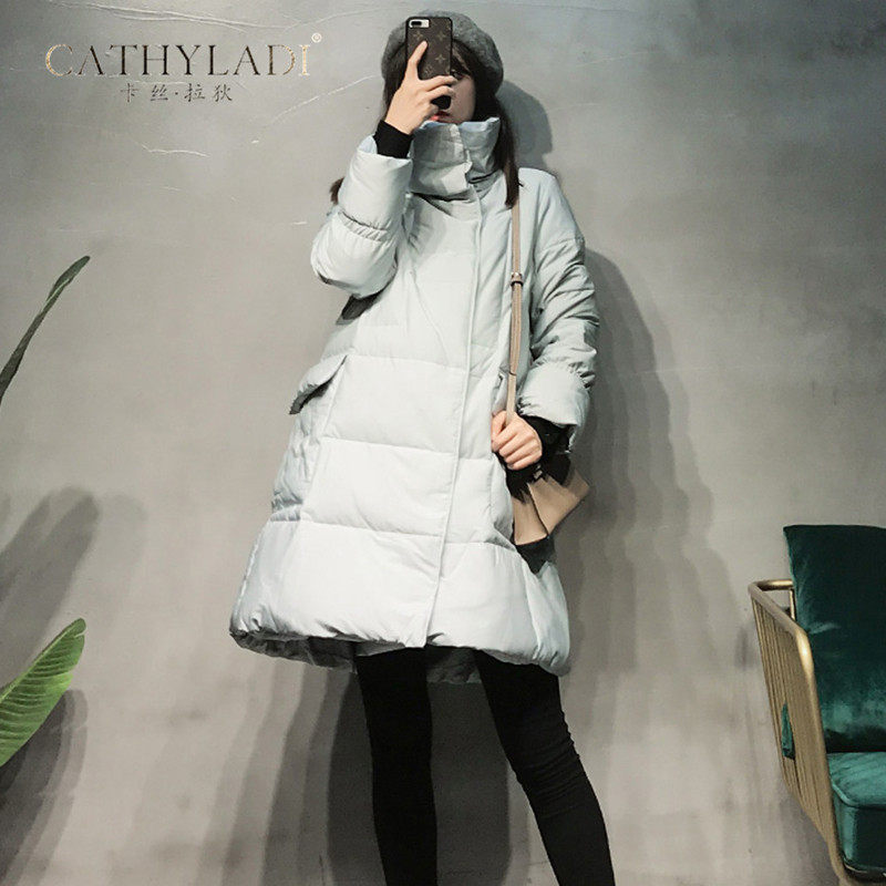 CATHYLADI pregnant women winter dress late pregnancy Korean version of large size loose cotton padded jacket down jacket jacket