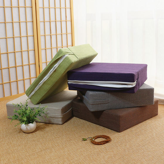 Linen futon cushion floor removable and washable thickened Japanese square living room bedroom tatami coffee table floor mat