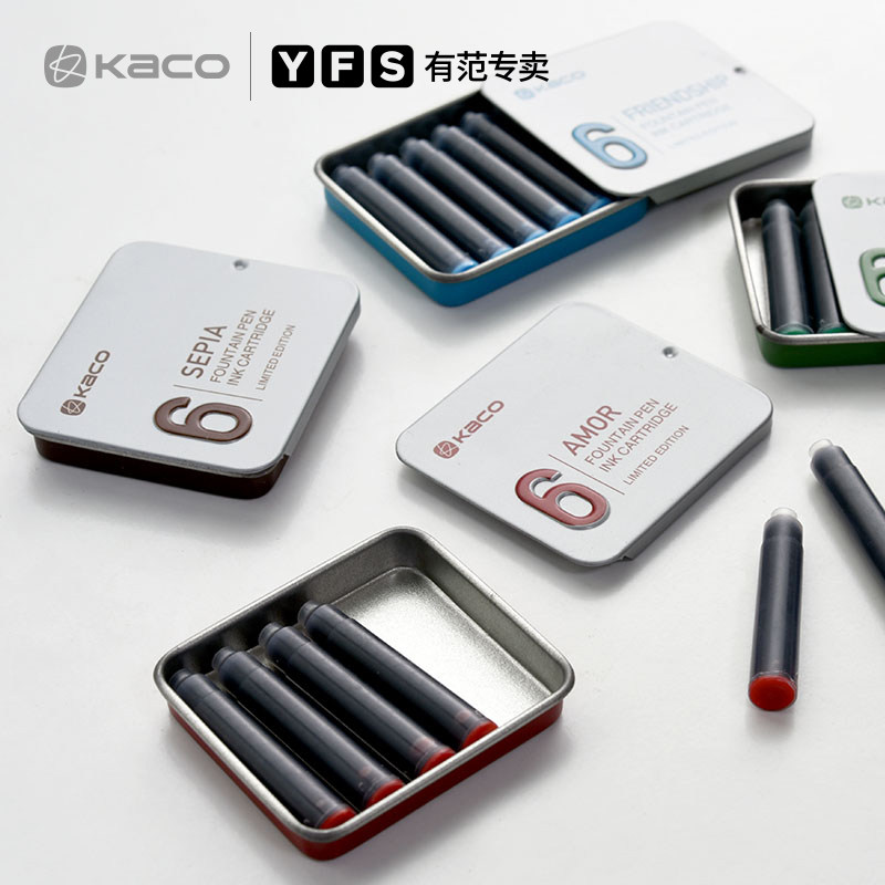 kaco has Van Baifeng pen replaceable ink for non - carbon ink color of European standard color blue black red pen blue black and green ink capsule