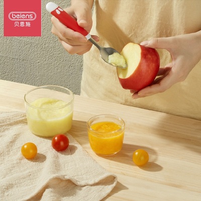 贝恩施儿童不锈钢辅食刮泥餐具