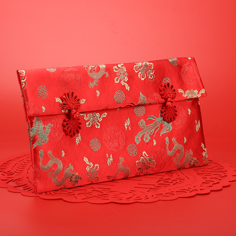 2021 Wedding creative 60,000-120,000 yuan fabric red envelope bag Personality red packet red envelope wedding embroidery big red bag