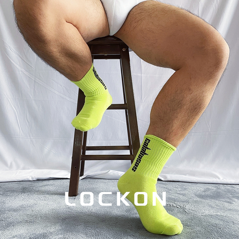 Lockon Tiger Bear 3 Pairs of Fluorescent Color Men's Summer Thin Outdoor Mid-Calf Sports Socks Pure Cotton Socks Trendy Socks Free Shipping