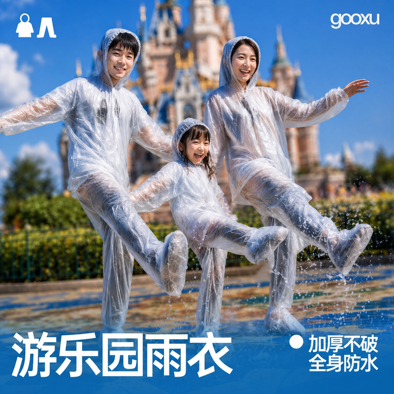 Disposable Raincoat for Amusement Parks, Disney Thunder Mountain One-Piece Rafting Split-Type Adult Amusement Park Waterproof Disposable Raincoat for Amusement Parks, Disney Thunder Mountain One-Piece Rafting Split-Type Adult Amusement Park Waterproof