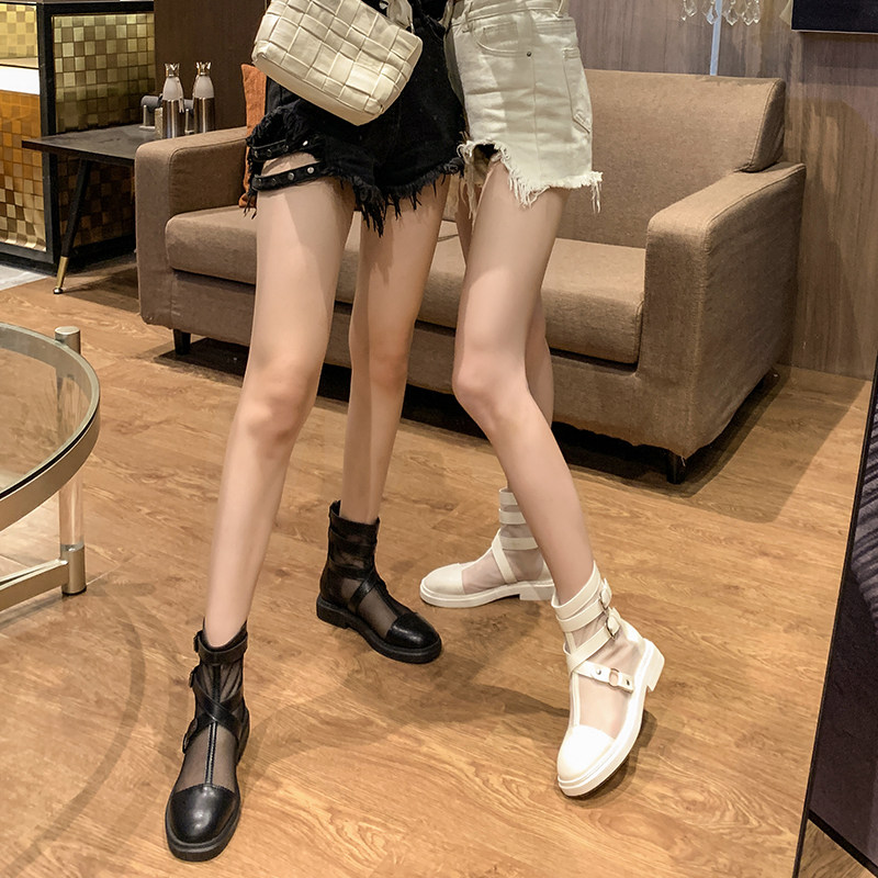 Martin Boots Sandals Summer Thin 2022 100 Lap Breathable Mesh Yarn Hollowed-out Flat Bottom Ins Tide Fried Street Short Boots