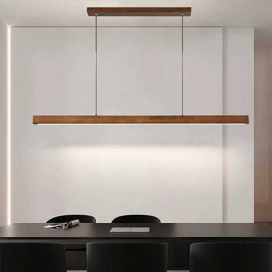 Restaurant Chandelier Nordic Light Luxury Natural Wood Style Dining Room Bar Table Lamp Zen Tea Room New Chinese Style Linear Dining Table Lamp