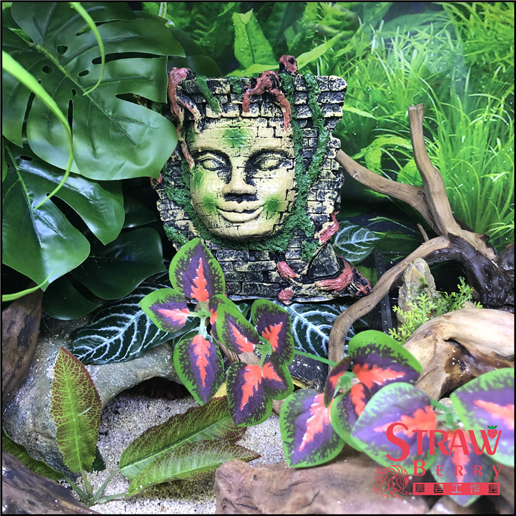 Simulation of ancient Maya relics resin to avoid climbing pet fish tank decoration aquarium cave hermit crab landscape ornaments