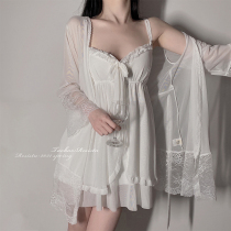 RESISTU coconut milk frozen pajamas lace edge mesh gauze girl 2021 Spring Summer New suspender nightgown