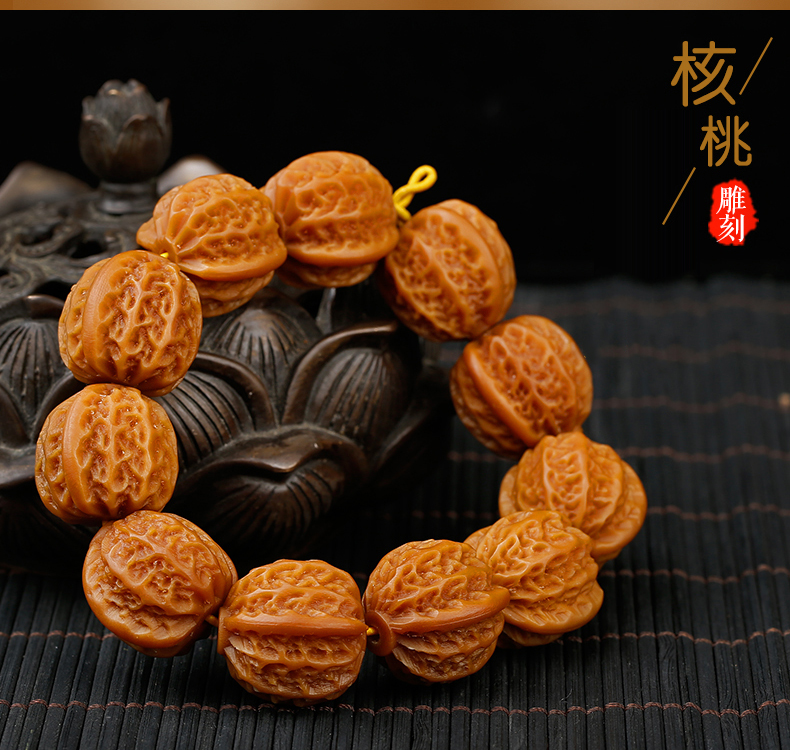 Vòng tay gốc bồ đề phong hóa Fortuna 貔貅 quả óc chó sen chạm khắc vòng đeo tay Wenwan tràng hạt đơn - Vòng đeo tay Clasp vòng vàng tây nữ